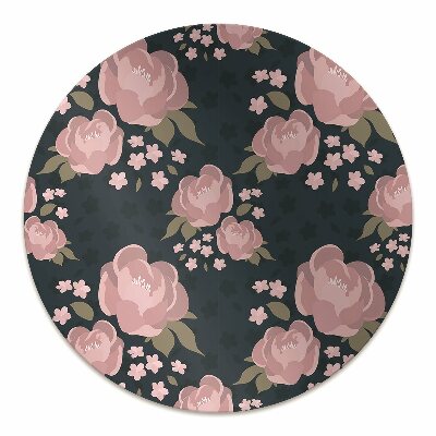 Desk chair mat pink flowers