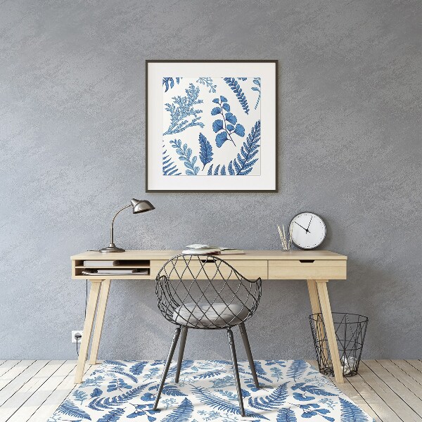 Chair mat floor panels protector blue fern