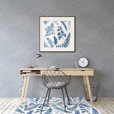 Chair mat floor panels protector blue fern