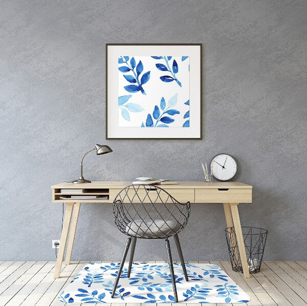 Office chair floor protector blue watercolor