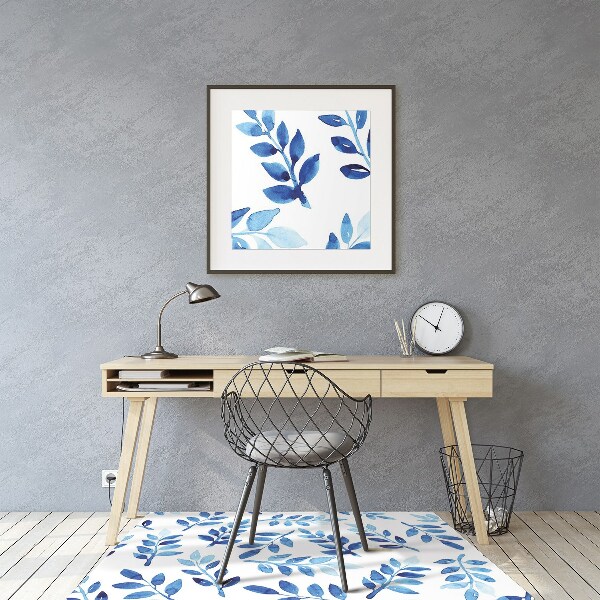 Office chair floor protector blue watercolor