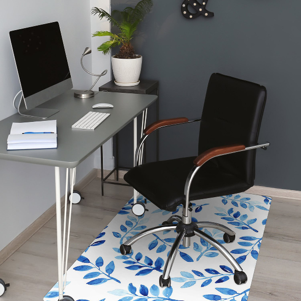 Office chair floor protector blue watercolor