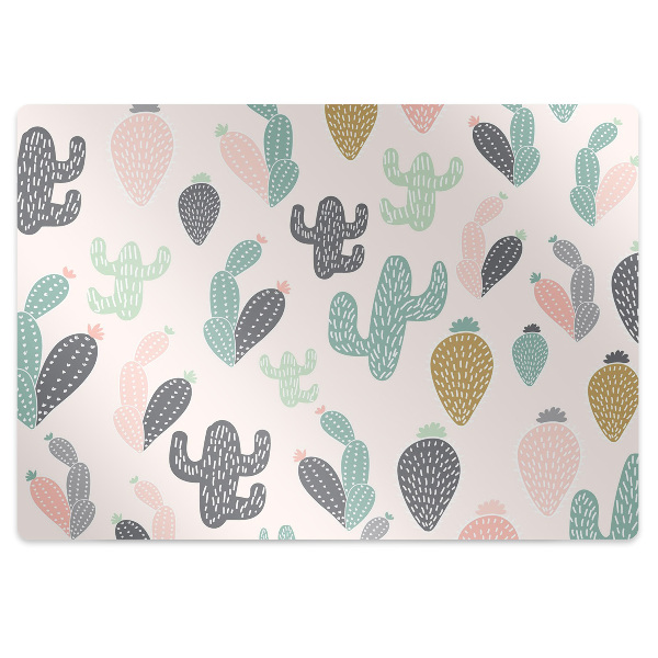 Chair mat floor panels protector colorful cacti