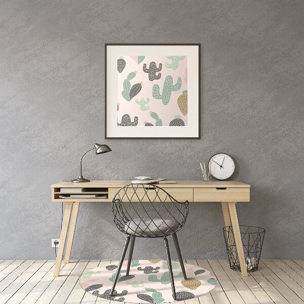 Chair mat floor panels protector colorful cacti