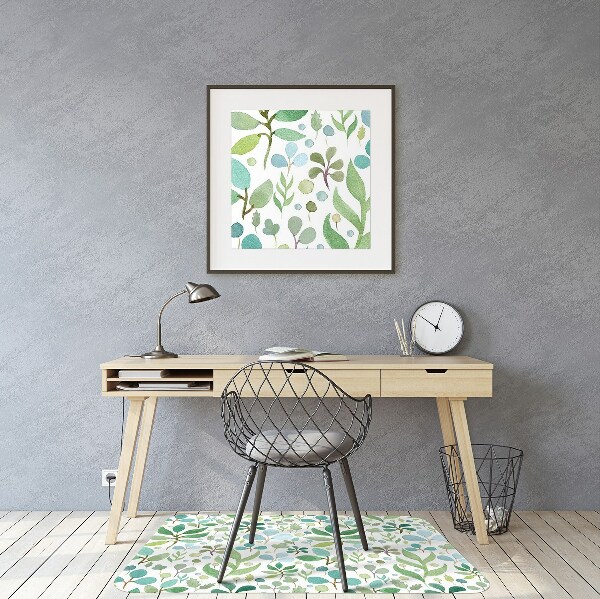 Office chair floor protector Green leaves