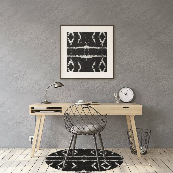 Office chair mat black abstraction