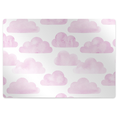 Desk chair mat pink clouds