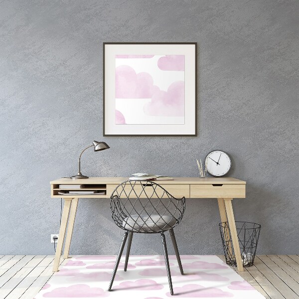 Desk chair mat pink clouds