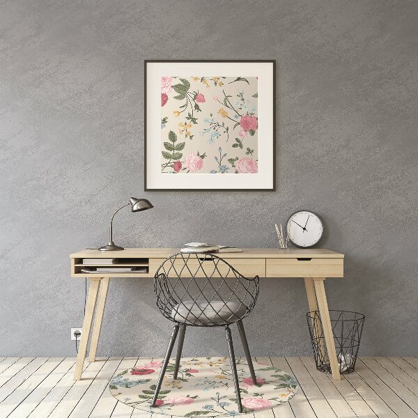 Office chair mat Colorful flowers