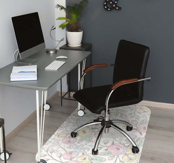 Office chair mat Colorful flowers
