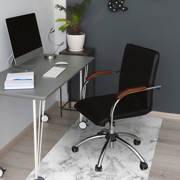 Computer chair mat white marble