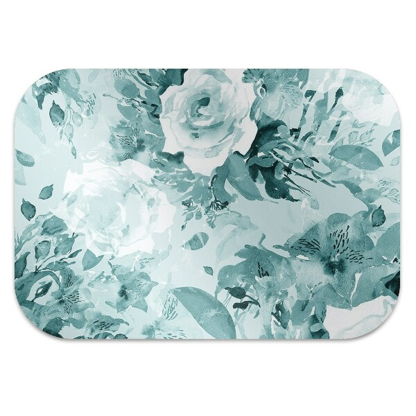 Office chair mat blue flowers