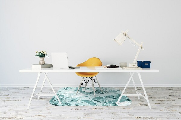Office chair mat blue flowers
