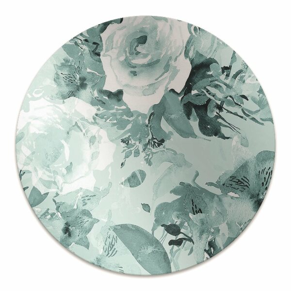 Office chair mat blue flowers