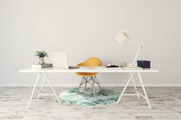 Office chair mat blue flowers