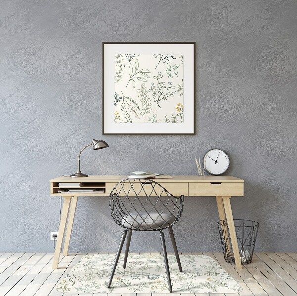 Office chair floor protector Green leaves