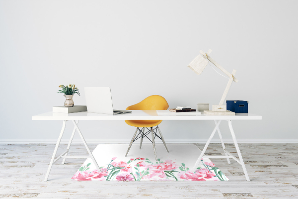 Desk chair mat pink flowers