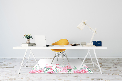 Desk chair mat pink flowers