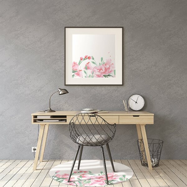 Desk chair mat pink flowers