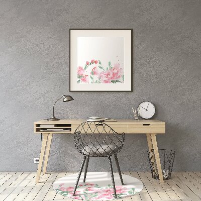 Desk chair mat pink flowers