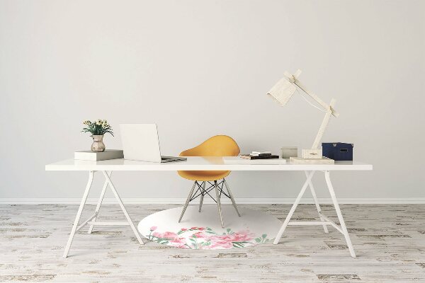 Desk chair mat pink flowers