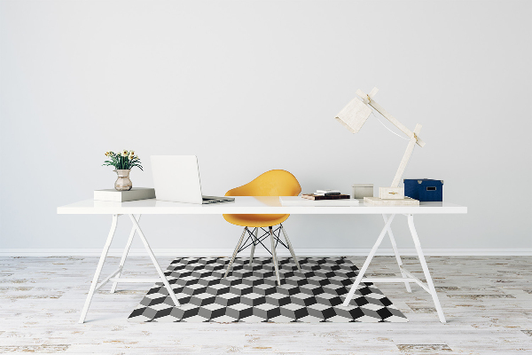 Office chair mat 3D cubes pattern