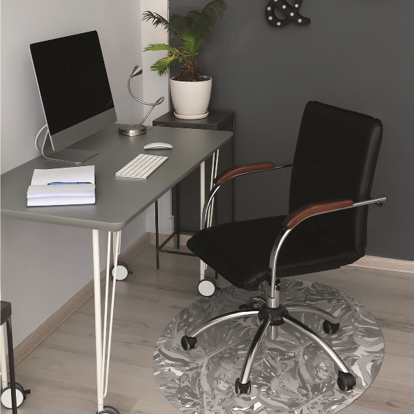 Computer chair mat gray leaves