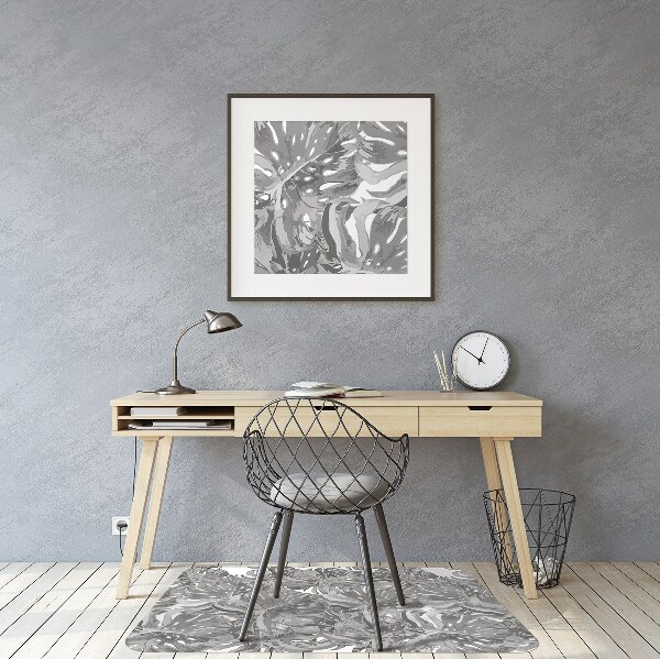 Computer chair mat gray leaves