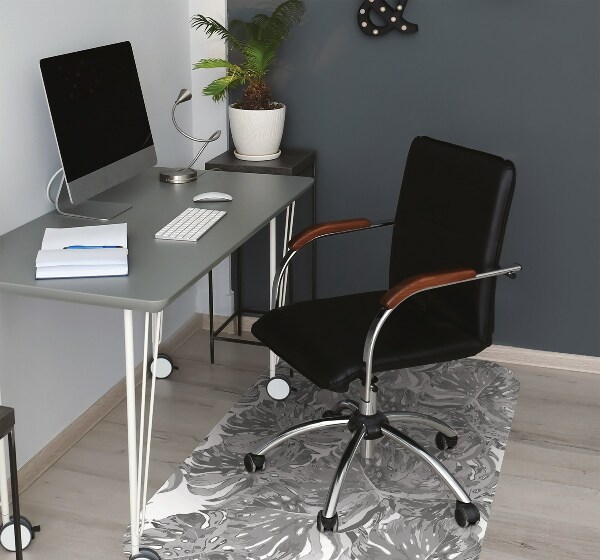 Computer chair mat gray leaves