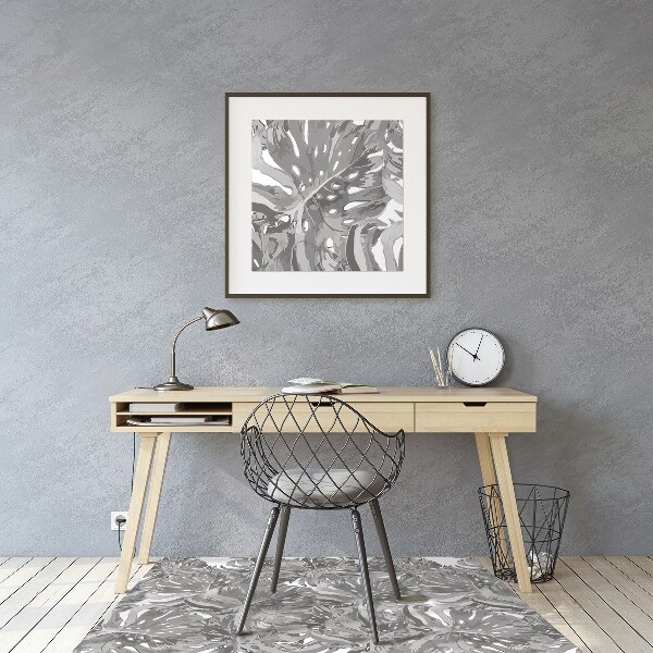 Computer chair mat gray leaves