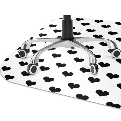 Computer chair mat black hearts