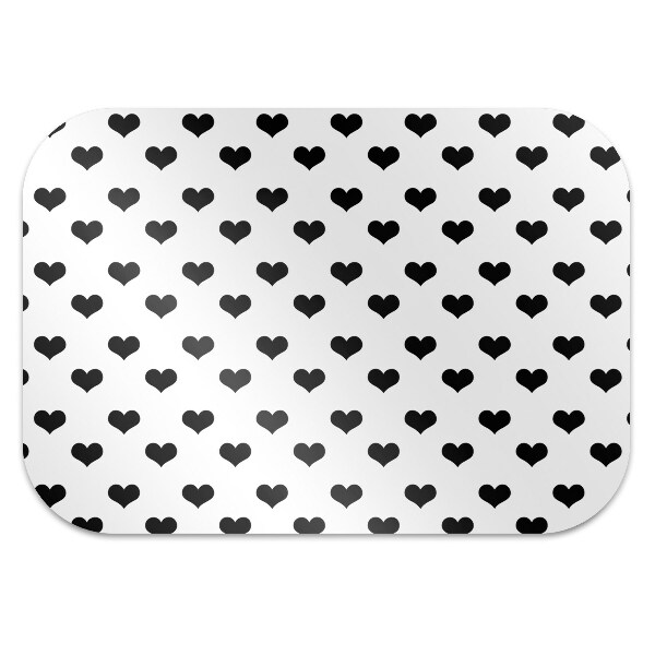 Computer chair mat black hearts