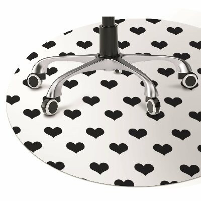 Computer chair mat black hearts