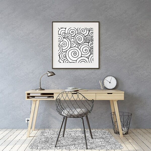 Office chair mat Black and white swirls