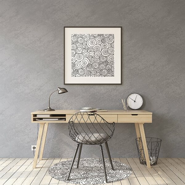 Office chair mat Black and white swirls
