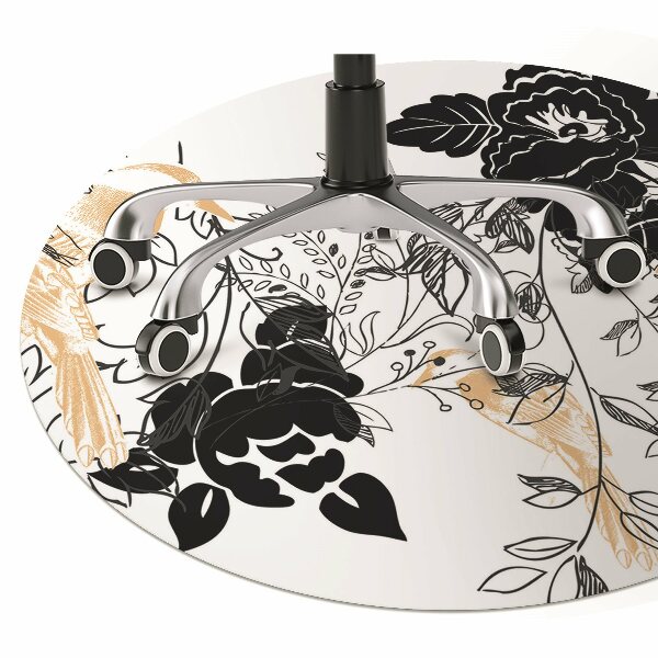 Desk chair mat golden birds