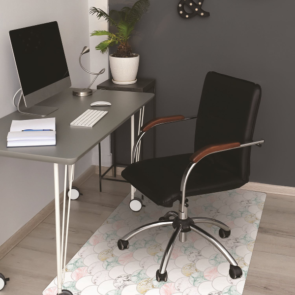Chair mat floor panels protector pastel marble