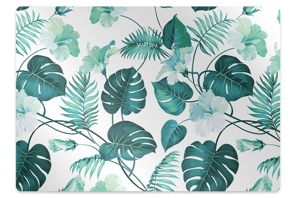 Office chair mat tropical leaves