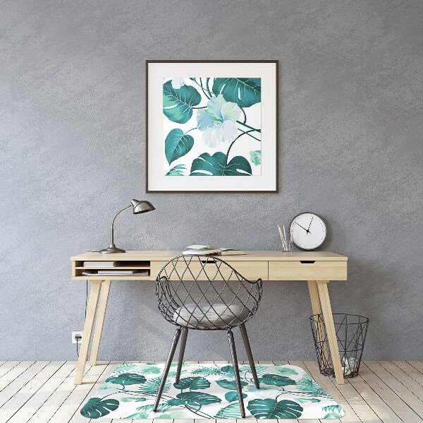 Office chair mat tropical leaves