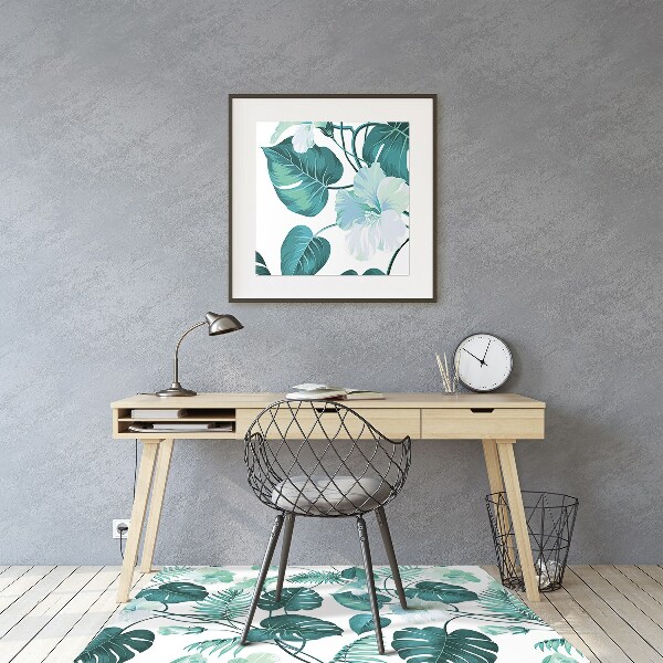 Office chair mat tropical leaves