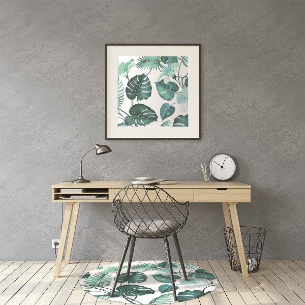 Office chair mat tropical leaves