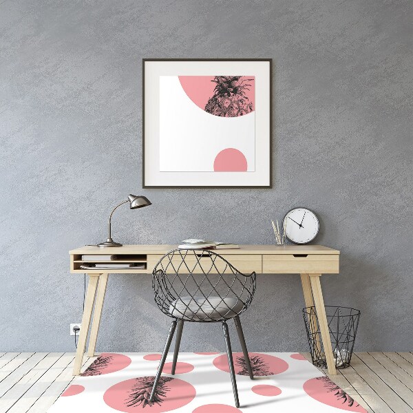 Desk chair mat pink pineapple