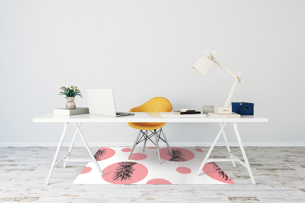 Desk chair mat pink pineapple