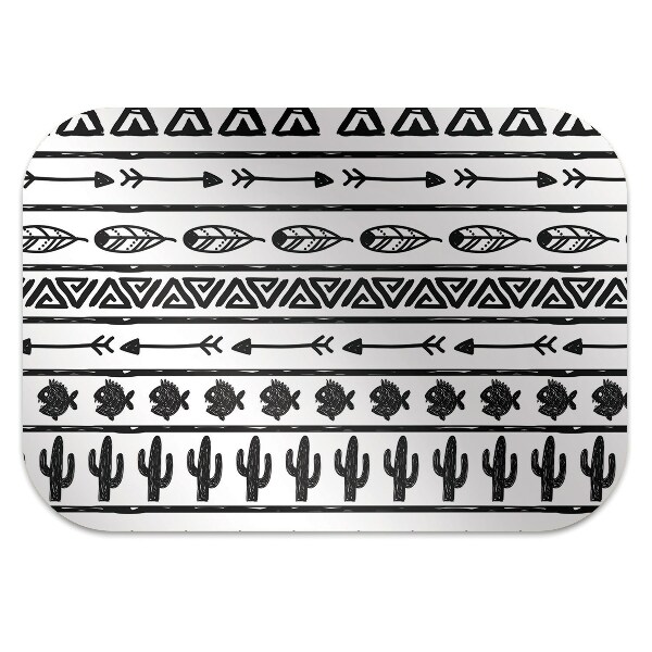 Office chair mat Boho black and white