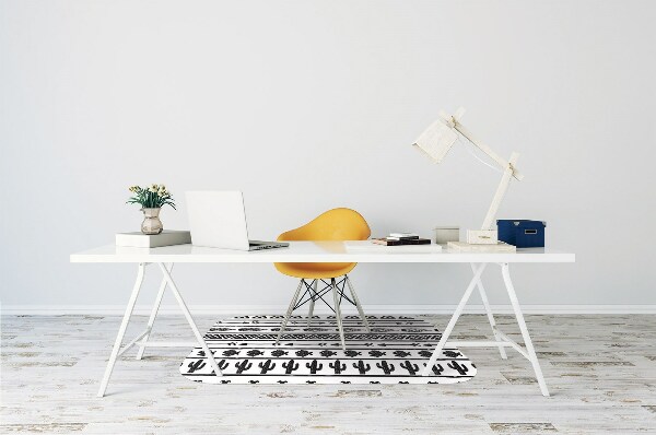 Office chair mat Boho black and white