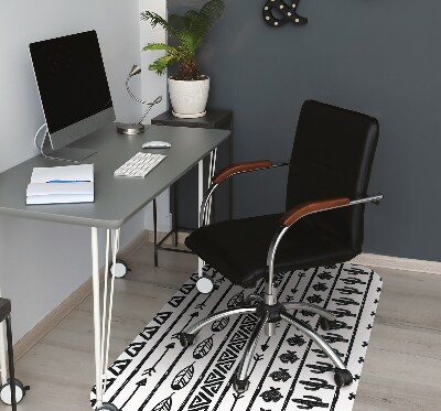 Office chair mat Boho black and white