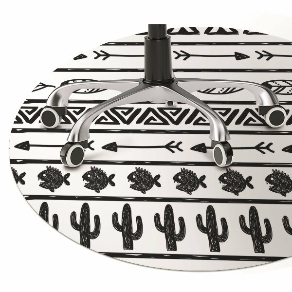 Office chair mat Boho black and white
