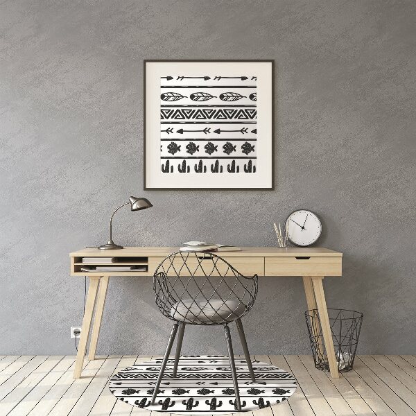 Office chair mat Boho black and white