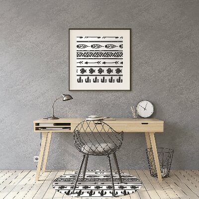 Office chair mat Boho black and white