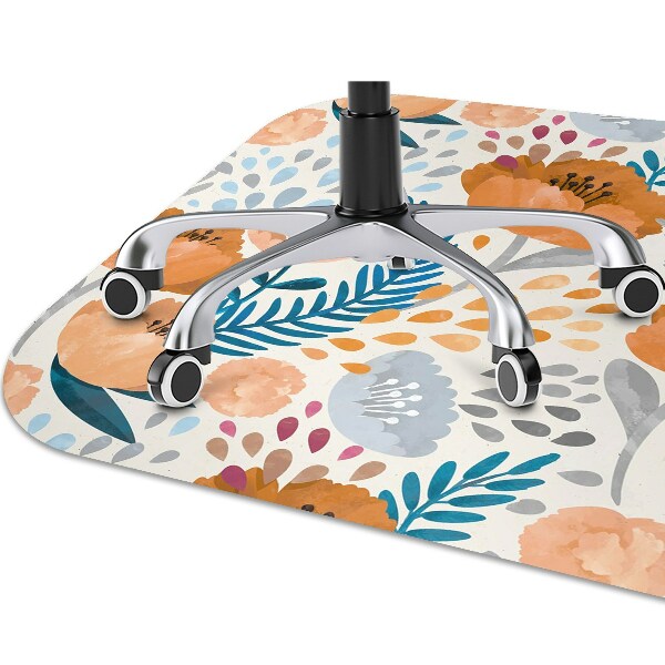 Desk chair mat painted poppies